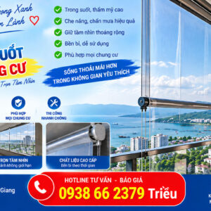 Thi công bạt thả che nắng mưa trong suốt