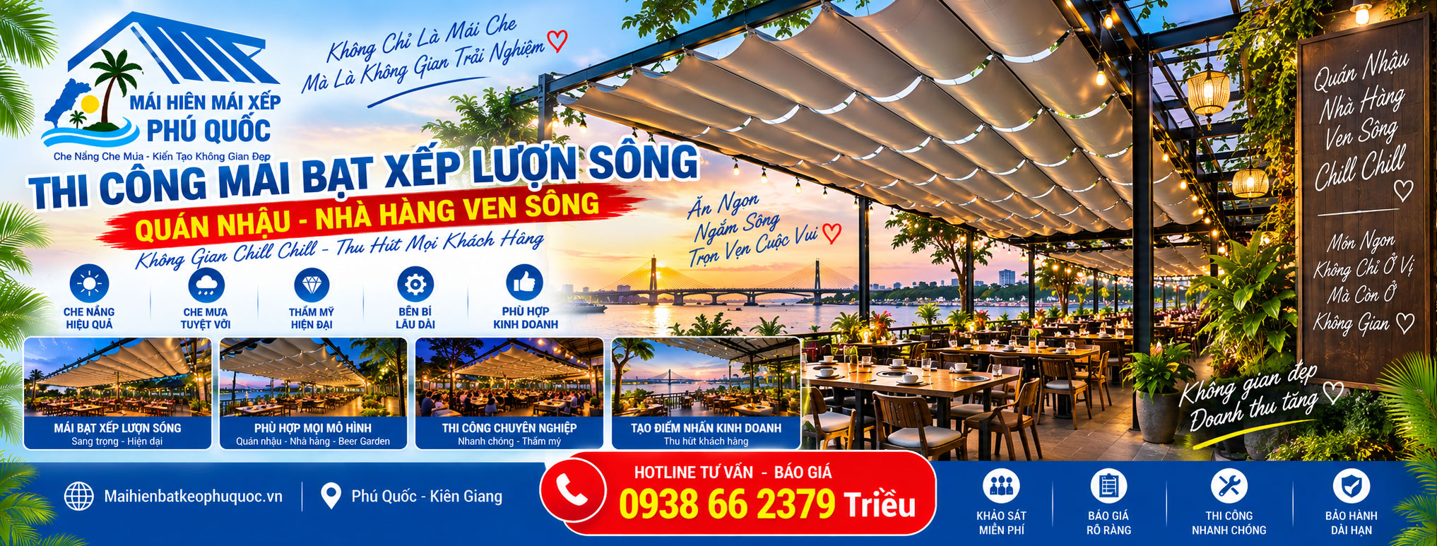 Thi công mái xếp lượn sóng phú quốc kiên giang