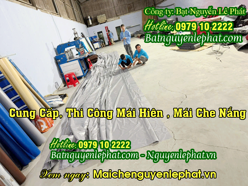 Gia công may ép bạt mái hiên mái xếp