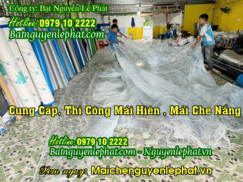 Thi Công Lắp Bạt Mái Thả Tự Cuốn Bạt Trong Suốt Che Quán Cafe Tại Dương Đông Phú Quốc